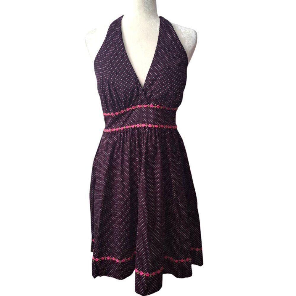 Speechless Y2K Women's Black Pink Polka dot Halter Dress Sz 11